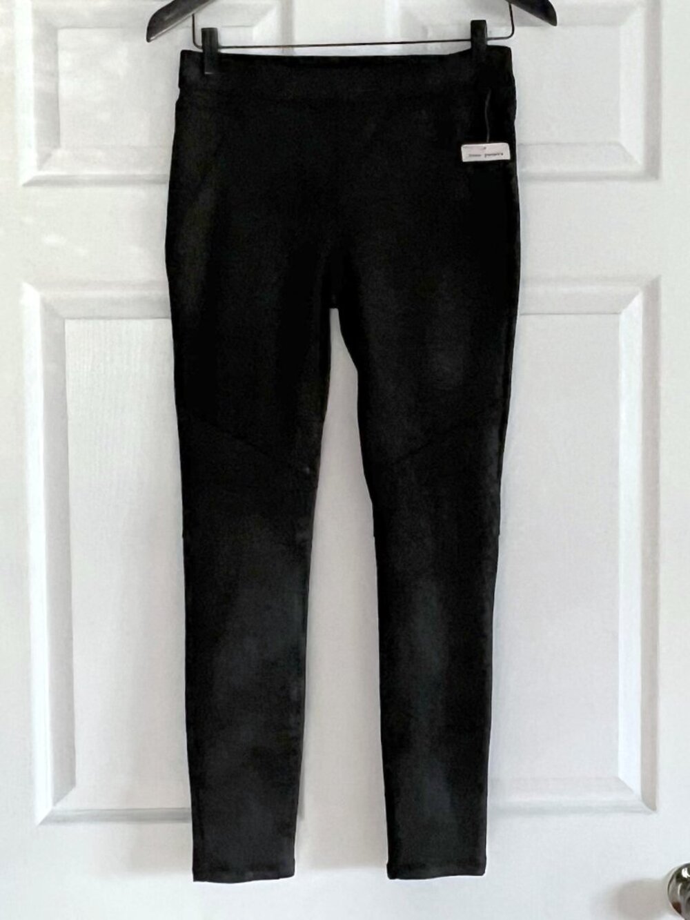 Free People Never Let Go vegan leather suede leggings black stretch size 4 NWT